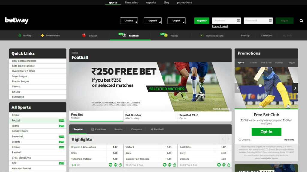 Betway Betting Markets India