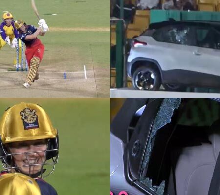 WATCH | Ellyse Perry’s Big Hit: Ball Crashes into Display Car Window, Spectators Left Astonished